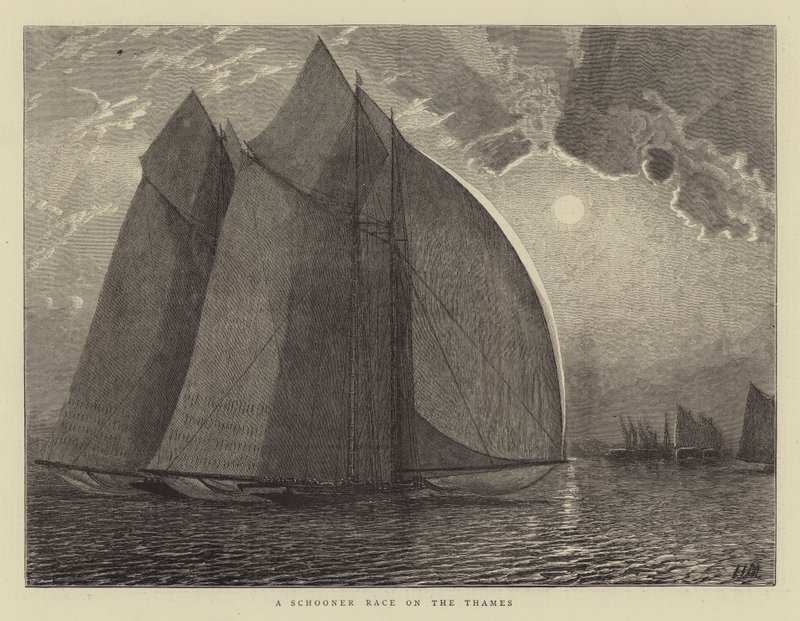 Een schoener race op de Theems door Hamilton Macallum