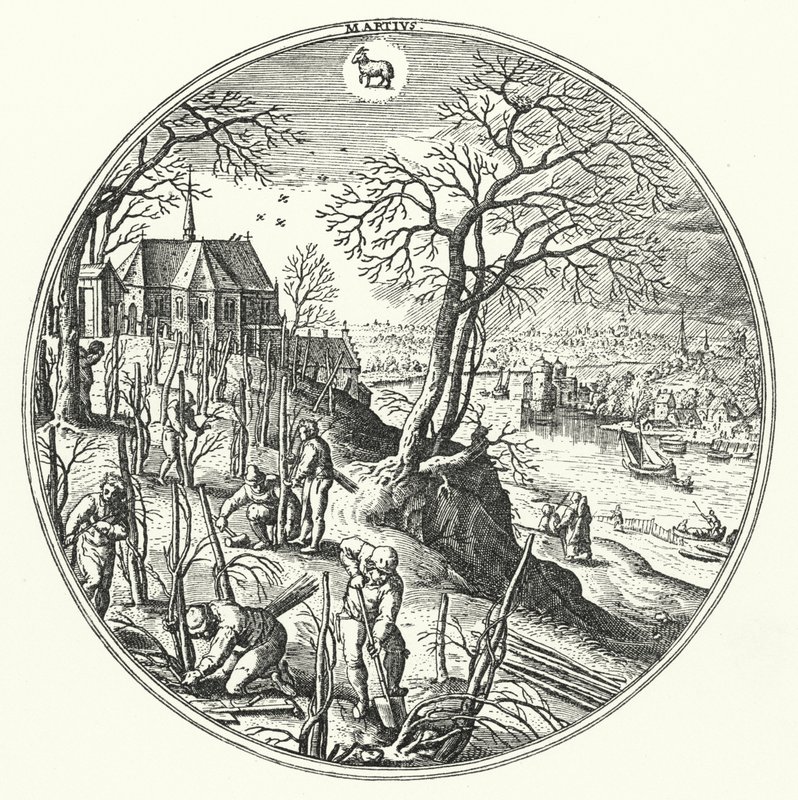 Maart (gravure) door Hans (after) Bol