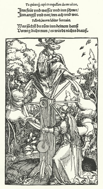 Het rad van fortuin door Hans (after) Burgkmair