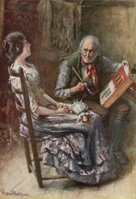 Bertha en haar vader (kleur litho) door Harold Copping