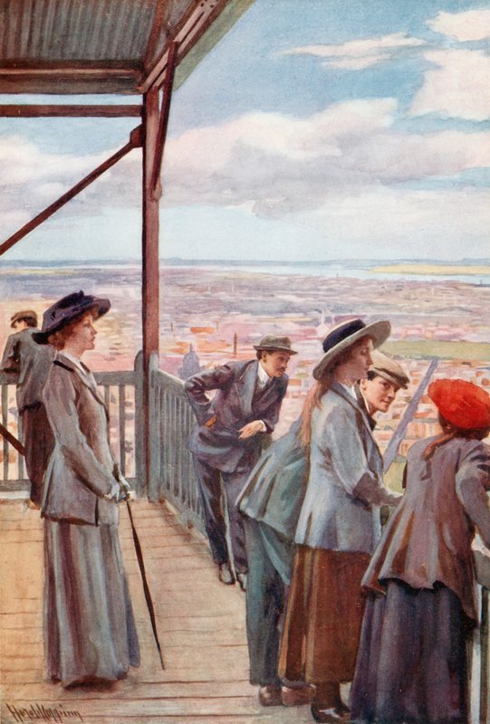 Vanaf het uitkijkpunt, Mount Royal, Montreal door Harold Copping