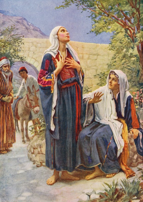 Nieuw Testament: Maria en Elisabeth door Harold Copping