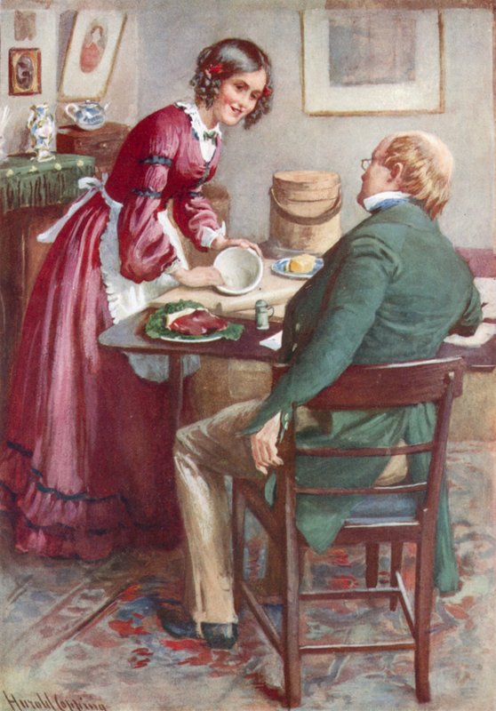 Ruth Pinch maakt een pudding door Harold Copping