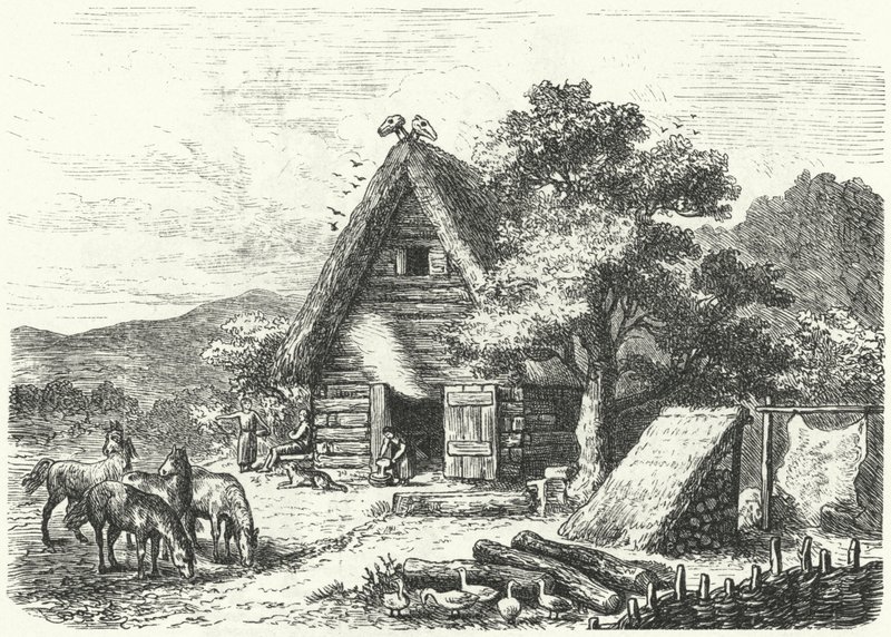Oude Duitse boerderij door Heinrich Leutemann