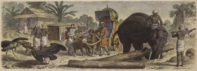 Scène in Bengalen, India door Heinrich Leutemann