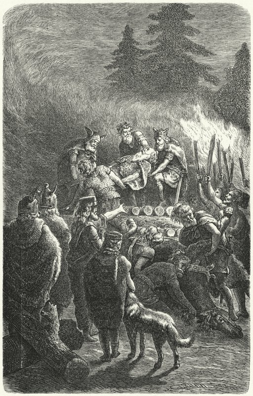 Suebi begrafenis in het oude Duitsland door Heinrich Leutemann
