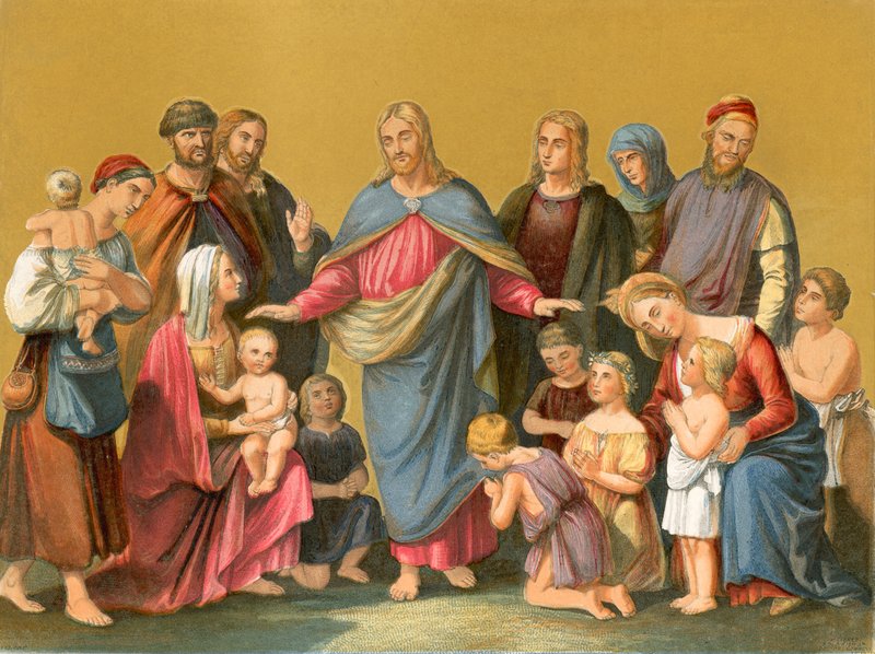 Christus zegent kinderen door Heinrich Maria von Hess