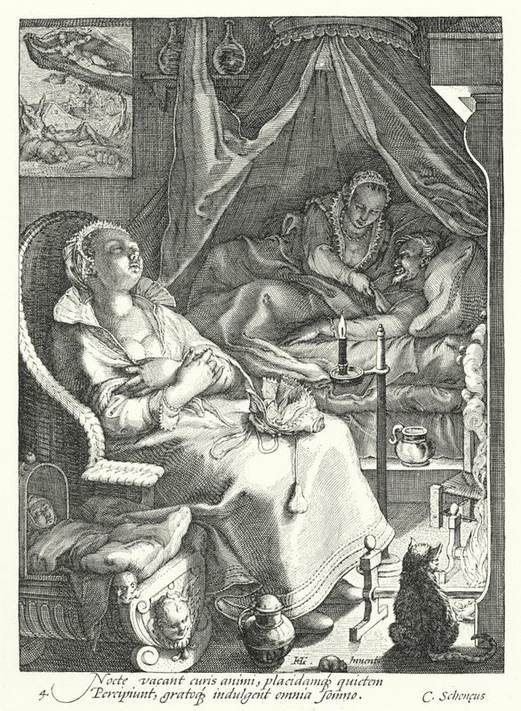 Nacht (gravure) door Hendrik (after) Goltzius