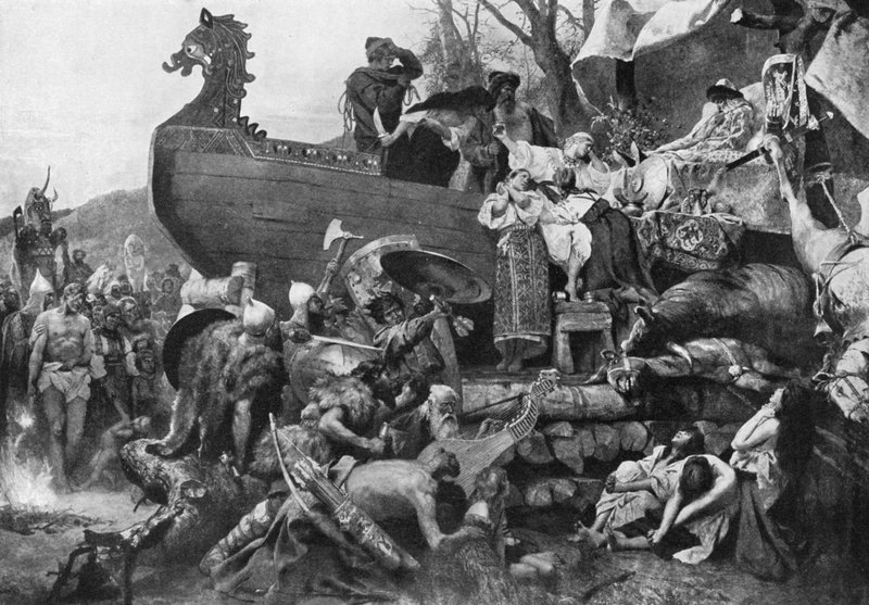 Begrafenis van een Varangiaanse hoofdman door Hendrik (after) Siemiradzki