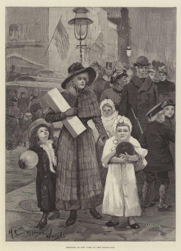 Winkelen in New York op oudejaarsavond door Henry Charles Seppings Wright
