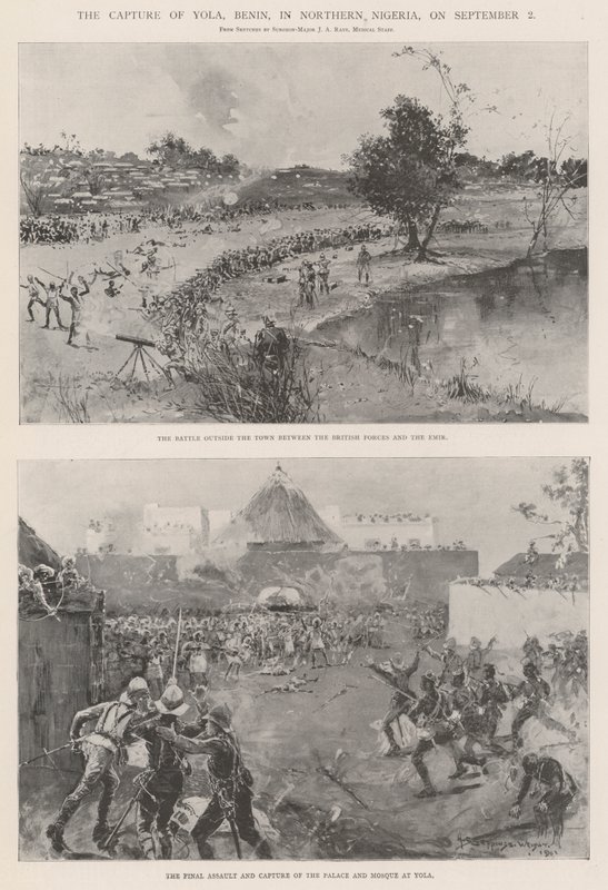 De verovering van Yola, Benin, in Noord-Nigeria, op 2 september door Henry Charles Seppings Wright