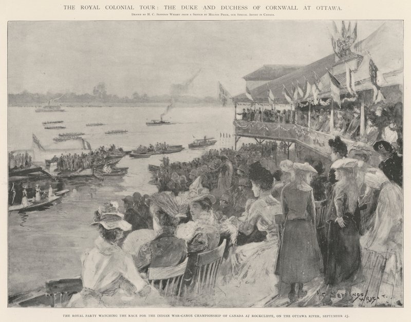 De koninklijke koloniale tour, de hertog en hertogin van Cornwall in Ottawa door Henry Charles Seppings Wright