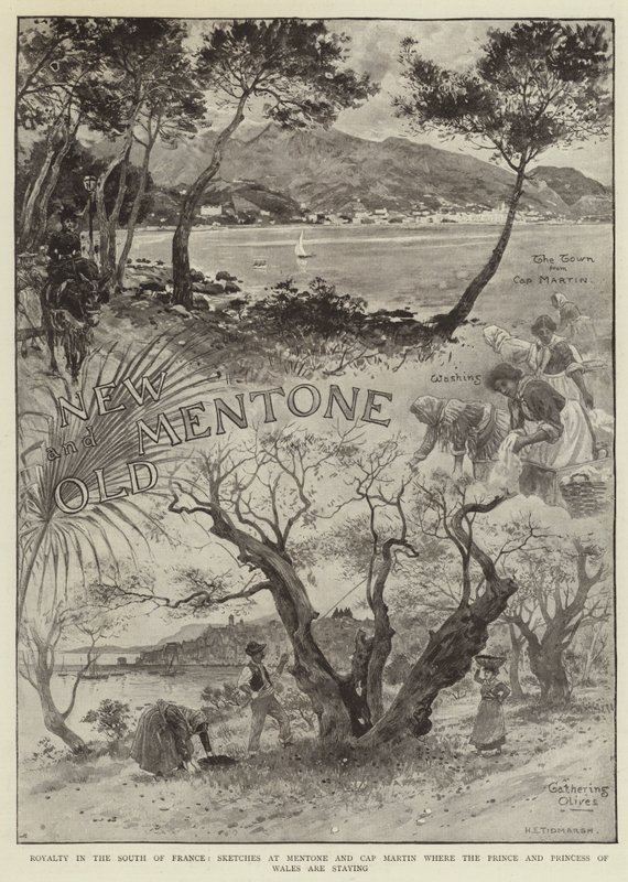 Koninklijkheid in Zuid-Frankrijk, Schetsen in Mentone en Cap Martin waar de Prins en Prinses van Wales verblijven door Henry Edward Tidmarsh
