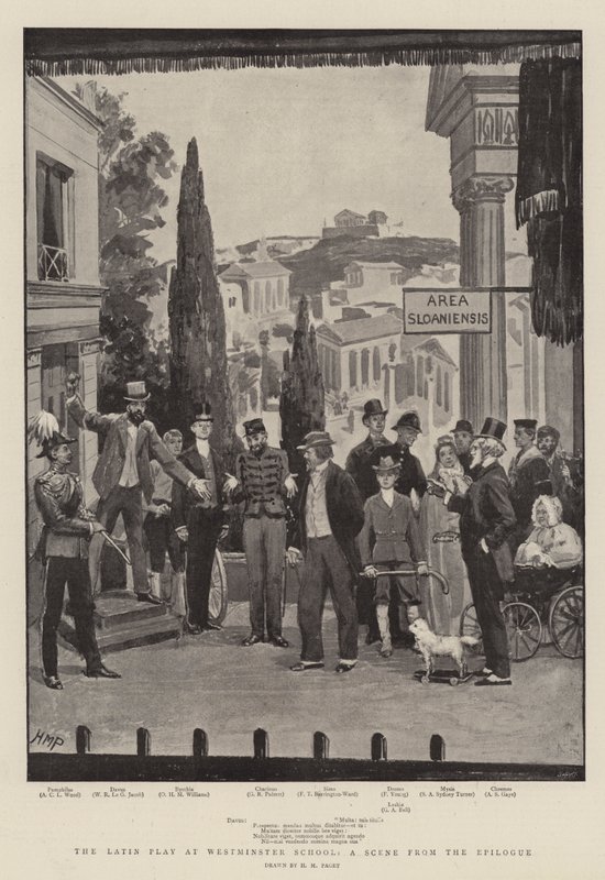 Het Latijnse Spel op Westminster School, een scène uit de Epiloog door Henry Marriott Paget