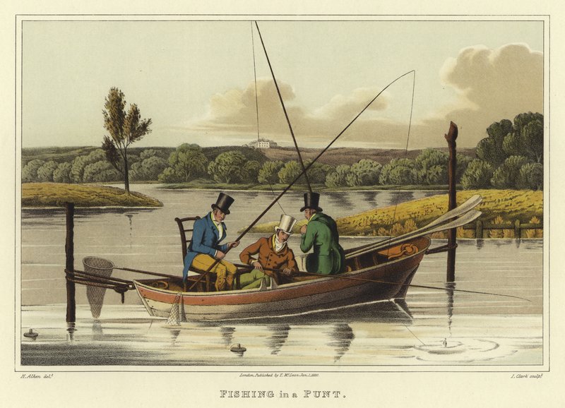 Vissen in een punter door Henry Thomas Alken