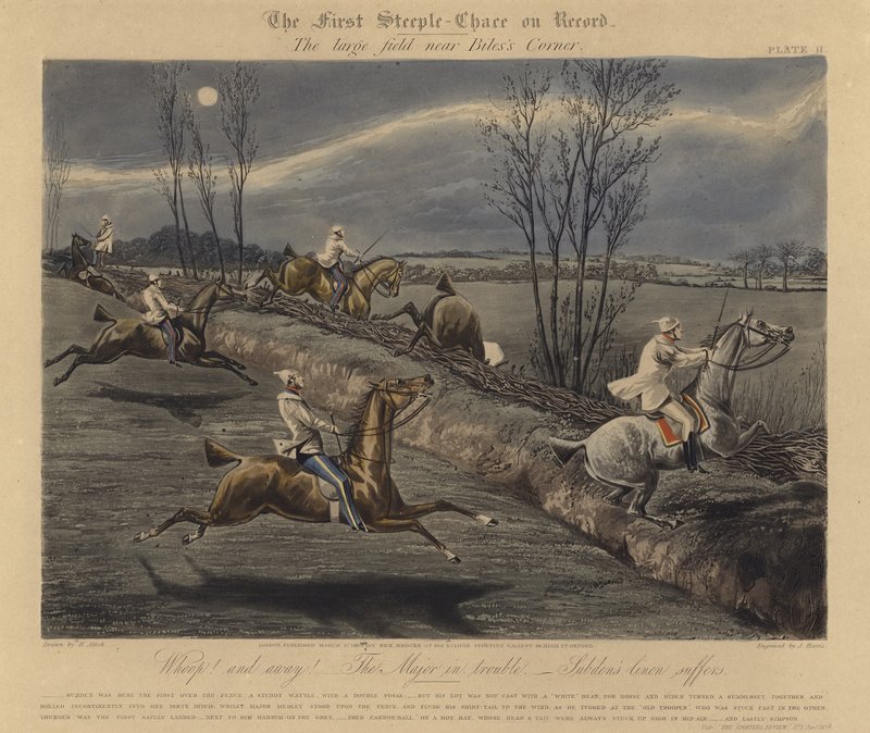 De eerste steeple chase op record, 1839 door Henry Thomas Alken