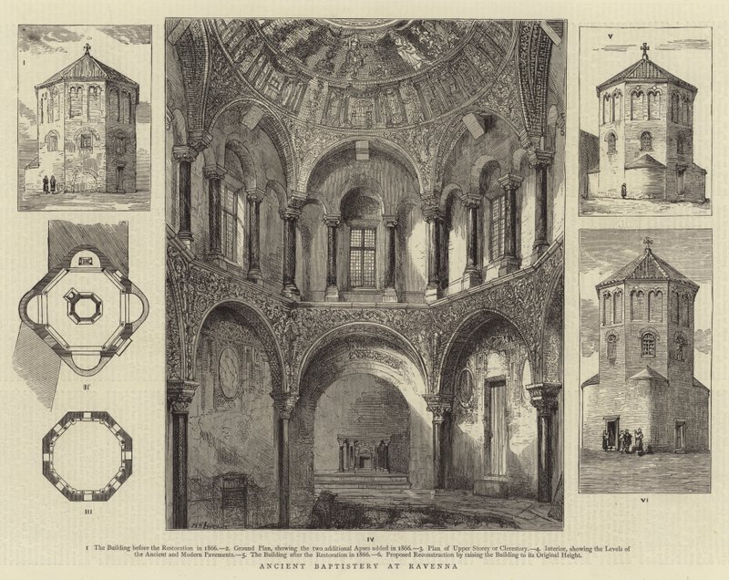 Oud Baptisterium in Ravenna door Henry William Brewer