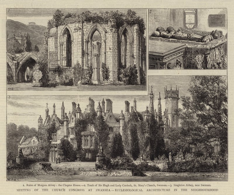 Bijeenkomst van het kerkcongres in Swansea, ecclesiologische architectuur in de buurt door Henry William Brewer