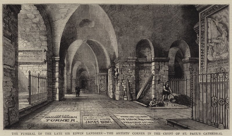De begrafenis van wijlen Sir Edwin Landseer, de kunstenaarshoek in de crypte van St Paul