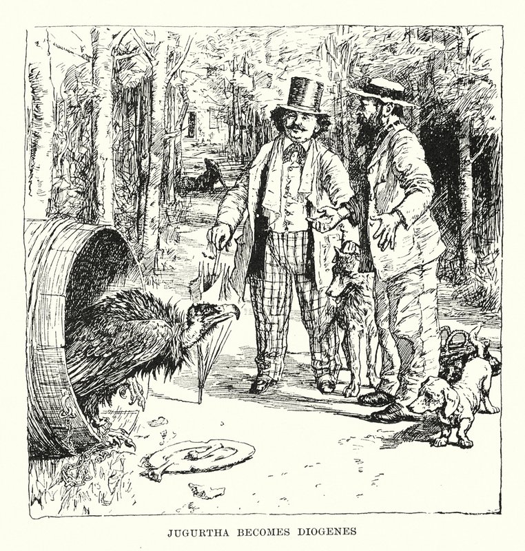 Jugurtha wordt Diogenes (gravure) door Henry Justice Ford