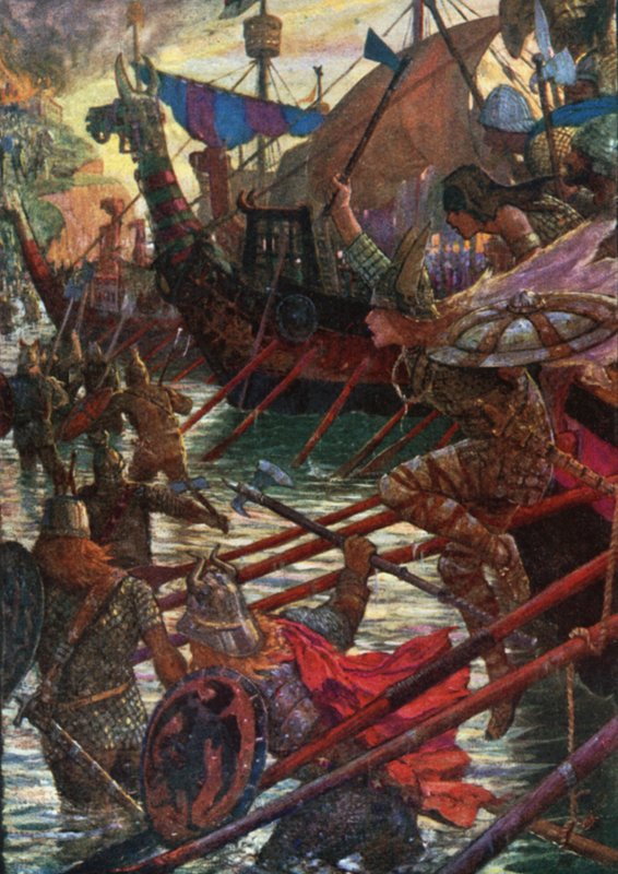 De Landing van de Denen door Henry Justice Ford