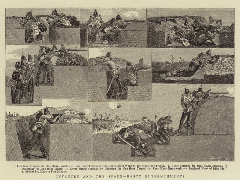 Infanterie en de spade, haastige verschansingen door Henry Payne
