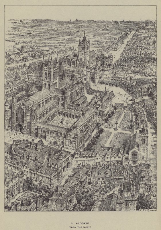 Aldgate, vanaf het Westen door Henry William Brewer