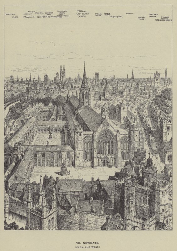 Newgate, vanuit het Westen door Henry William Brewer