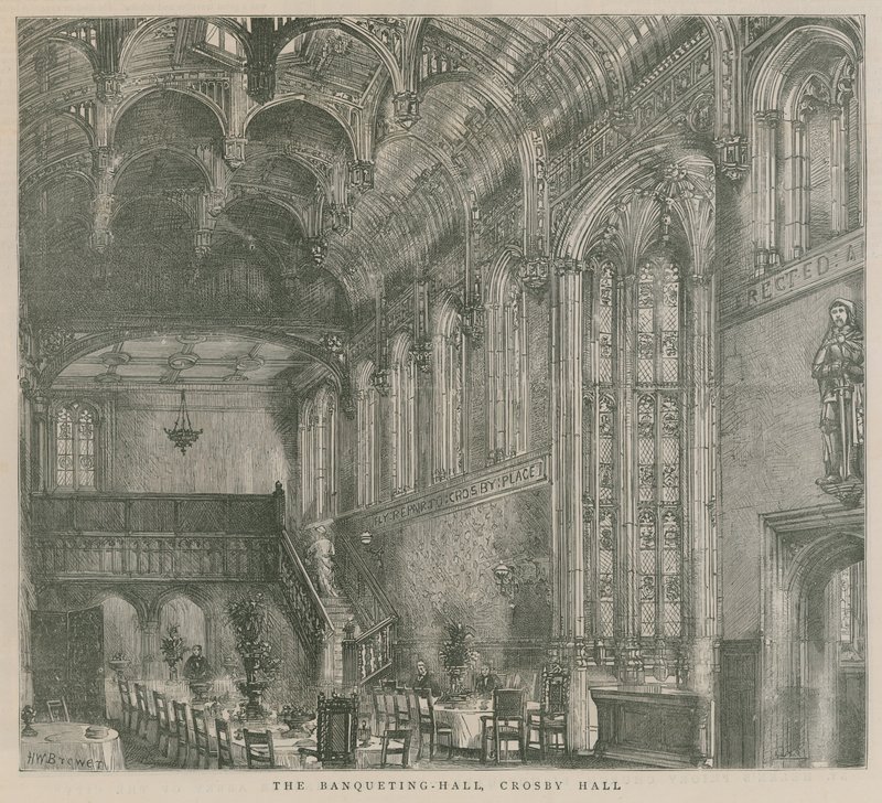 De Banketzaal, Crosby Hall, Londen door Henry William Brewer