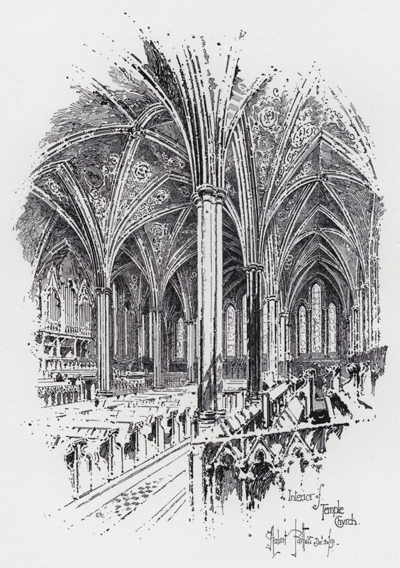 Interieur van Temple Church door Herbert (after) Railton