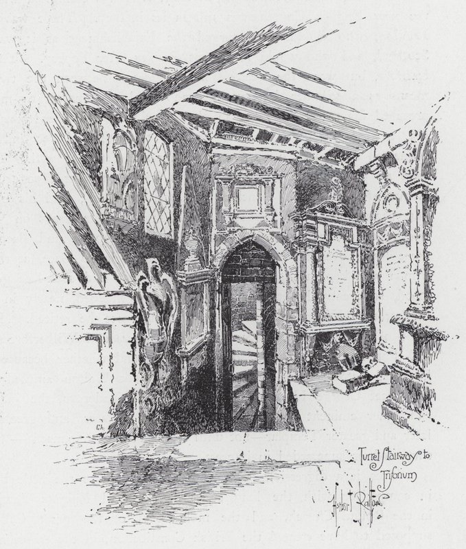 Toren Trap naar Triforium (gravure) door Herbert (after) Railton