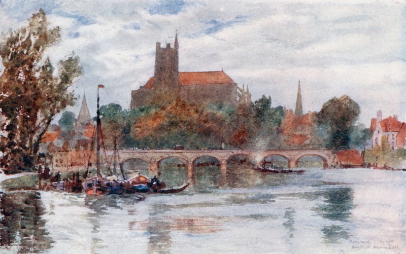 De brug en kathedraal, Auxerre door Herbert Menzies Marshall