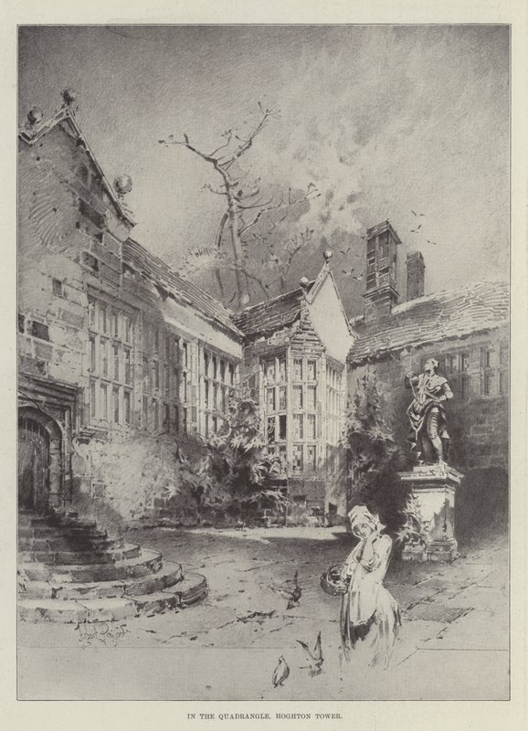 In de binnenplaats, Hoghton Tower door Herbert Railton