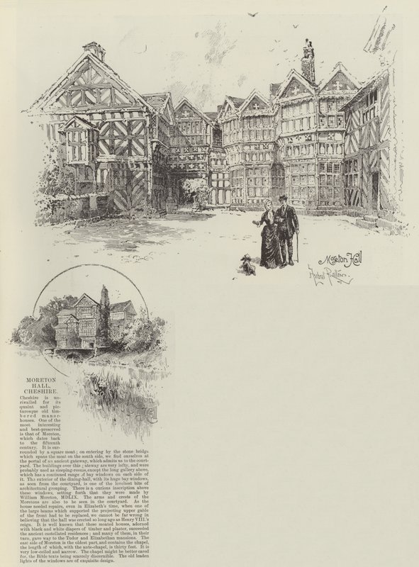 Moreton Hall in Cheshire door Herbert Railton