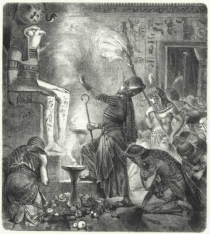 Een jonge Egyptische farao in een tempel door Hermann Vogel