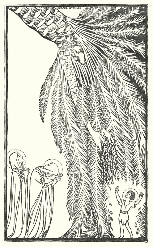 De vlucht naar Egypte (litho) door Horace J. Knowles