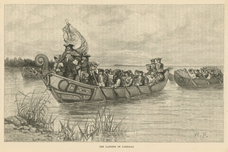 De landing van Cadillac door Howard Pyle