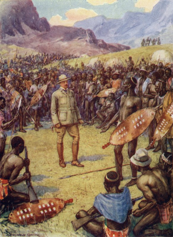 Cecil Rhodes, met de Matabeles door Howard Davie