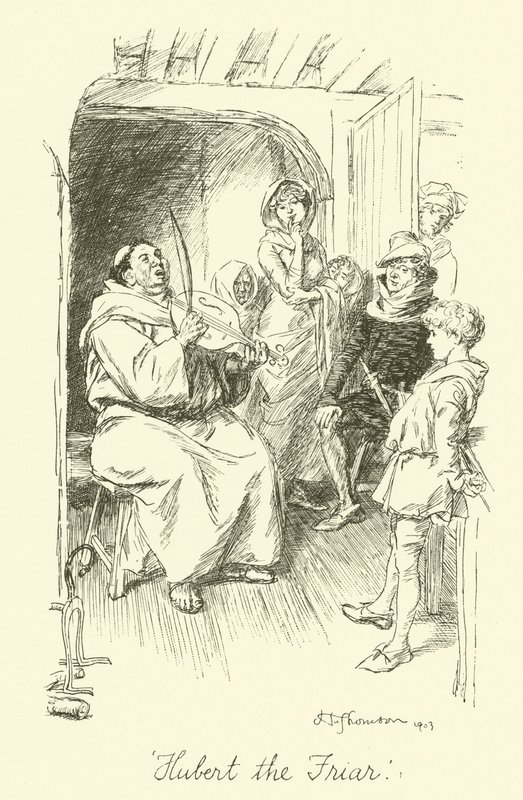 Hubert de monnik (litho) door Hugh Thomson