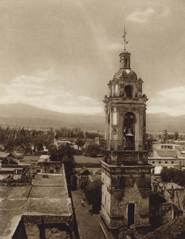 Mexico: Kerk van Xochimilco (z/w foto) door Hugo Brehme