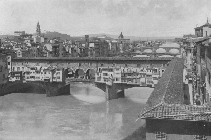 Florence, Uitzicht op de drie Bruggen door Italian Photographer