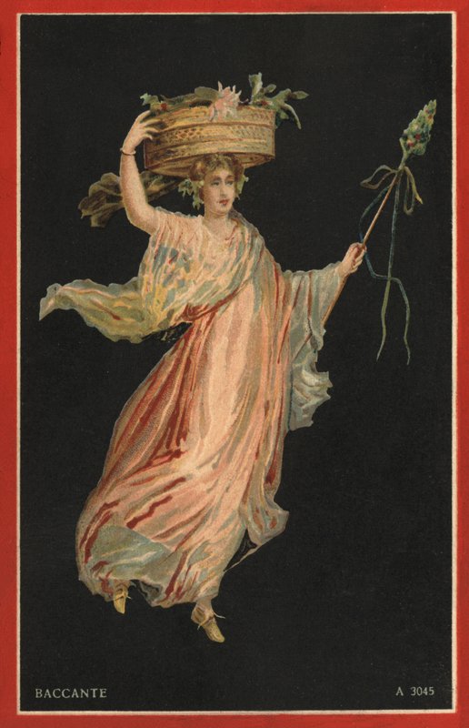 Baccante (kleurenlitho) door Italian School