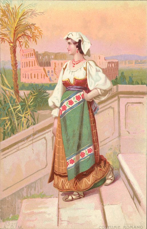 Romeins kostuum (chromolitho) door Italian School