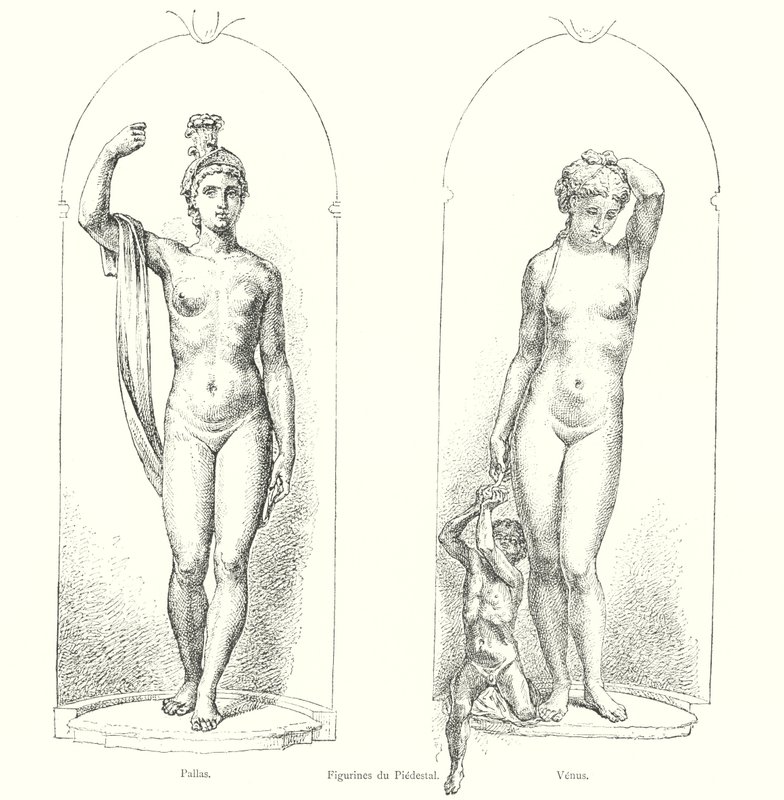 Beeldjes van het Voetstuk, Pallas, Venus (gravure) door Italian School