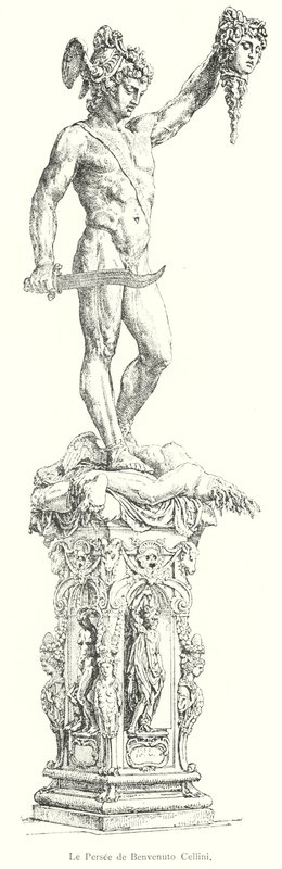 De Perseus van Benvenuto Cellini (gravure) door Italian School