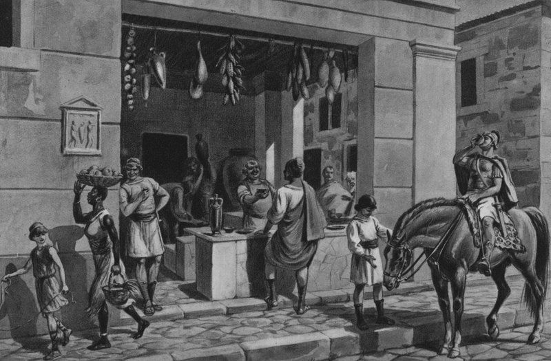 Pompei: Een magazijn (litho) door Italian School