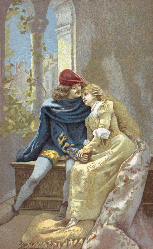 Romeo en Julia (kleurenlitho) door Italian School