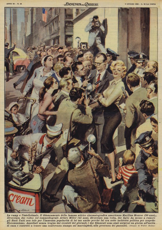 De vampier en de intellectueel (kleurenlitho) door Italian School