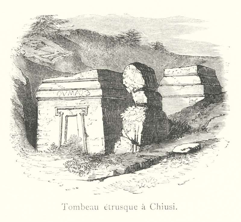 Etruskisch graf in Chiusi (gravure) door Italian School