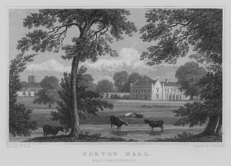 Norton Hall, Northamptonshire (gravure) door John Preston Neale